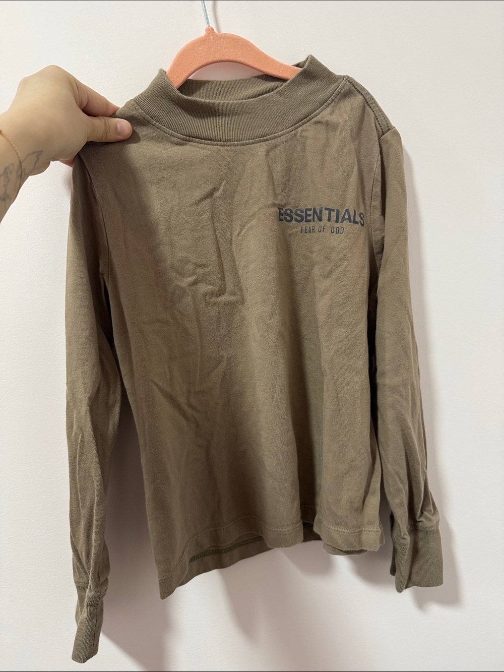 Essentials Olive/Brown Long Sleeve Logo Tee